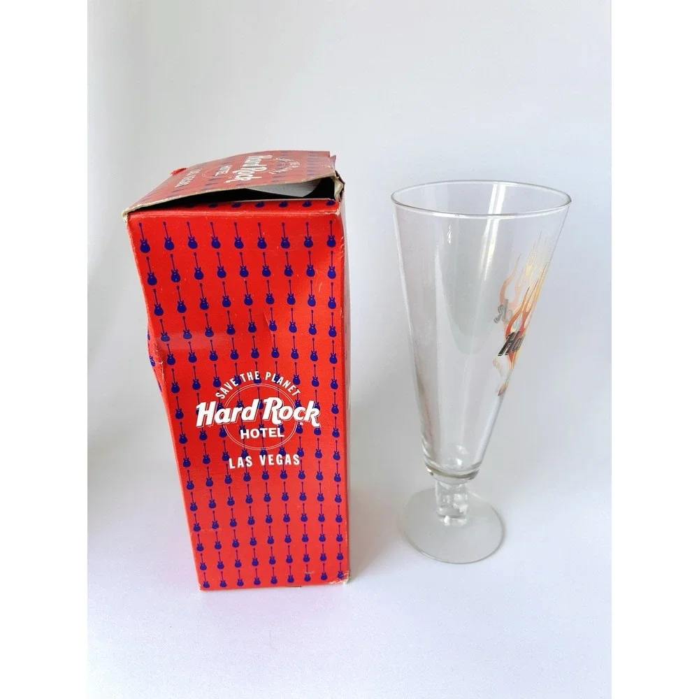 Hard Rock Hotel Las Vegas Vintage Beer‎ Glass Dice & Flames Logo 9